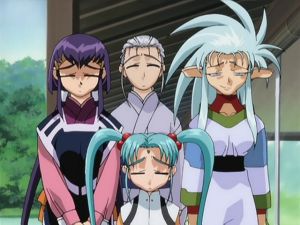 In episode 15, Aeka, Sasami, Tennyo, and Ryoko hear all about Mihoshi and Noike.